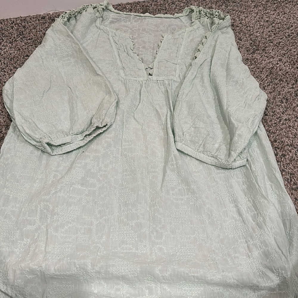 XCVI GAUZE MINT GREEN TOP XL